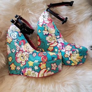 Platform wedge heel teal size 6